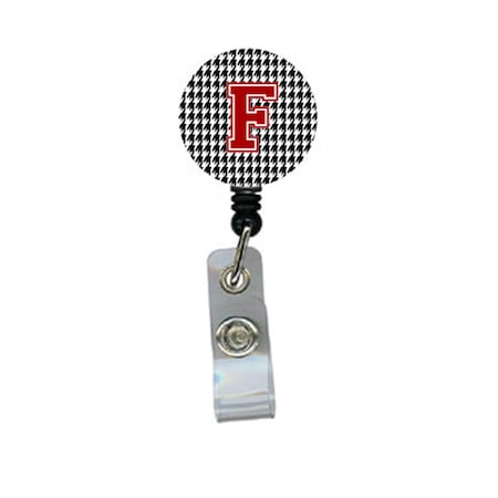 Teacher&Aposs Aid Houndstooth Black Initial F Monogram Initial Retractable Badge Reel Or Id Holder With Clip TE2925874
